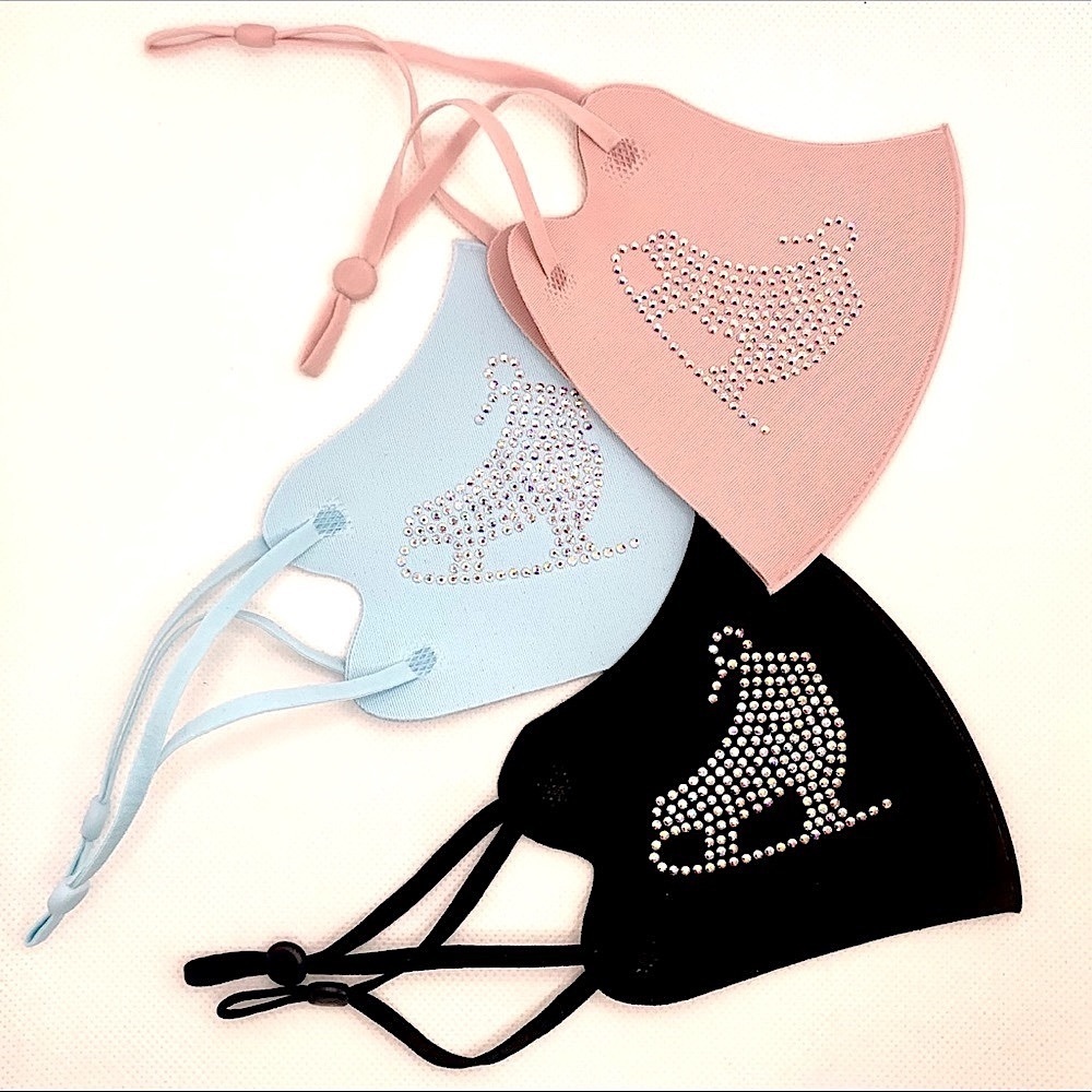 3 Pack, Kids Rhinestone Face Masks, Bling Skate